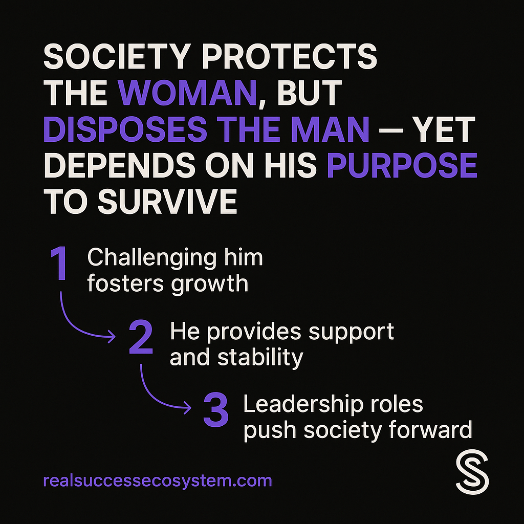 Society Protects the Woman But Disposes the Man Yet Depends on His Purpose to Survive