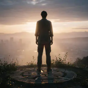 silhouette standing at dawn born for a greater purpose light breaking through